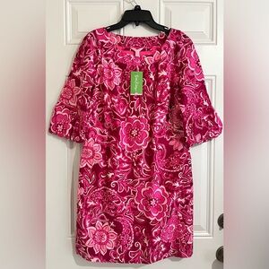 NWT Lilly Pulitzer Silk Dress 6 Dasha Printed Taffe Tea Rose Best Dressed Sheath